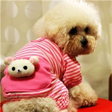 立体轻松熊宠物衣服批发条纹四脚裤小狗衣服贵宾春秋装