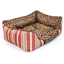 可全拆洗条纹豹纹帆布方形窝狗窝批发
