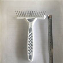 厂家直销双排齿钉耙不锈钢针梳橡胶防滑把14*8