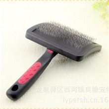 厂家直销宠物不锈钢针梳高品质黑色塑柄犬猫通用防静电S号