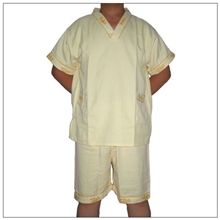 厂家直销男女浴衣浴服黄色有竖条纹云朵刺绣GT1104