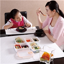 振兴FH983两格塑料饭盒/微波炉保鲜便当盒/食品级储物盒