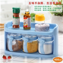 振兴YH5862长方形玻璃调味瓶/三格调味盒/调味罐套装/厨房用品