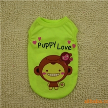 宠物服装/宠物衣服批发狗狗衣服春夏新款亮绿色小猴子T恤