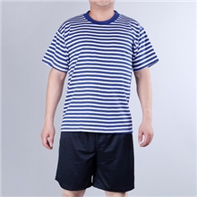 批发07速干短袖短裤男士体能训练服海魂衫海军蓝白海体能服套装