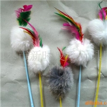 供应兔毛球逗猫棒(图，皮毛飞鼠，皮毛老鼠
