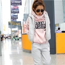 秋冬装韩版女装休闲长裤子马甲运动套装卫衣三件套加厚