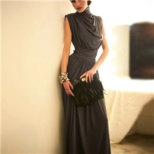 波西米亚长裙秋冬复古性感大码显瘦立领夜店裙晚礼服连衣裙