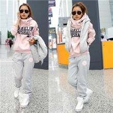 511秋冬装韩版女装休闲长裤子马甲运动套装卫衣三件套全加绒加厚