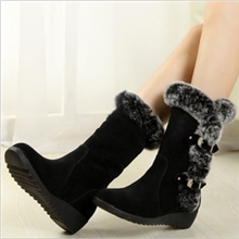 新款爆款短靴女2013秋冬季新款坡跟短靴子中厚底仿兔毛雪地靴