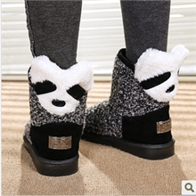 冬季新款韩版卡通熊猫雪地靴女靴子短靴可爱棉鞋雪地靴批发