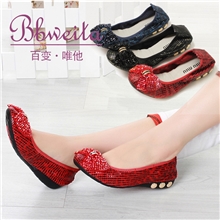 特价直批爆款2013新款春款平跟牛皮软底时尚单鞋舒适女鞋妈妈鞋