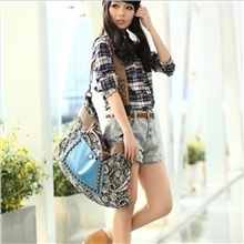 韩版帆布包包2013新款潮铆钉大包女单肩包斜跨时尚休闲包民族风