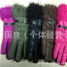 厂家直销2013最新女士时尚毛口保暖手套防雨
