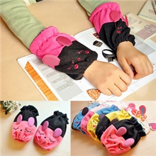 女生袖套珍珠绒可爱兔子笑脸套袖防污保暖秋冬新款毛绒袖套批发