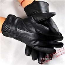 JJQ310新款羊皮拼接皮超柔内里拉链保暖女款手套特价批发销售