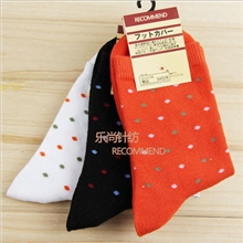 外贸原单全棉女袜大圆点糖果色女袜袜子批发