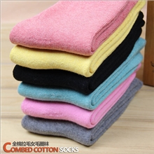 袜子全棉拉毛女袜纯棉女士毛圈袜加厚防寒款