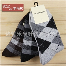 袜子新款冬季羊毛男袜流行菱形加厚袜子批发NO83