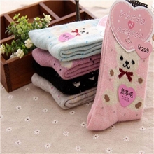 小熊图案款羊毛女袜日单兔羊毛袜加厚保暖女士兔羊毛袜厂家直销