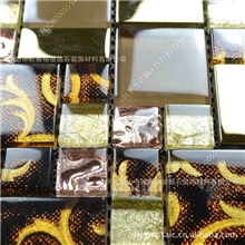 厂家大量供应电镀夹胶金箔水晶玻璃马赛克4EA32