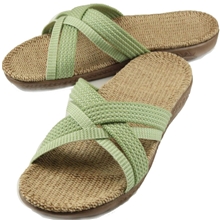 金硕麻拖硕牌新款女款交叉款拖鞋亚麻拖鞋凉拖鞋7109绿色