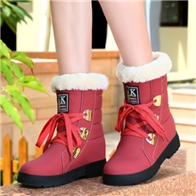 批发盾狐2013秋冬新款女鞋雪地靴皮毛一体女靴子平跟厚底休闲短靴