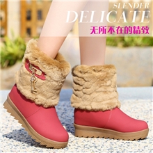 2013新款女鞋正品雪地靴皮毛一体平跟兔毛短靴休闲女靴子