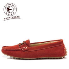 批发2013秋天平底单鞋复古磨砂牛皮休闲豆豆鞋真皮秋款女鞋