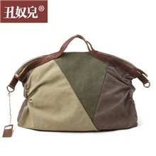 帆布单肩斜挎手提包女士帆布包配疯马皮新款韩版潮院风复古批发