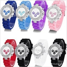 大量现货供应双排钻日内瓦硅胶手表GENEVA手表批发