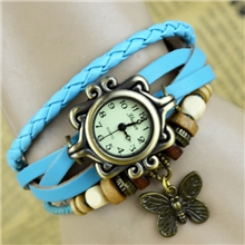 韩版蝴蝶复古手表手工编织时尚女士手链表批发