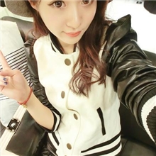 菁菁秀kaki奈奈秀杨幂同款走秀款棒球拼接皮女式休闲夹克短外套