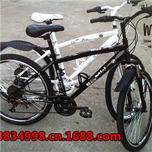 弯梁宝马山地自行车双碟刹山地车21速运动车26寸跑车减震禧玛诺车