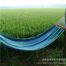 厂家直销蓝彩条帆布加木杆的吊床（市场最低价每个18元）
