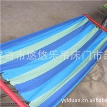 全网最低价厂家直销彩条帆布带棍吊床185*80【送绑绳两根】