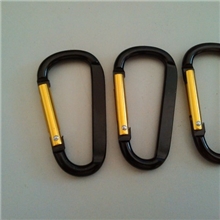 厂家推荐6号D型打扁黑色钩子登山扣金色弹杆铝合金登山扣