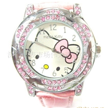 批发HelloKitty猫手表，石英手表，KT猫皮带手表