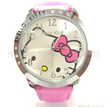 厂家大量促销：批发HelloKitty猫手表，石英手表，KT猫皮带手表