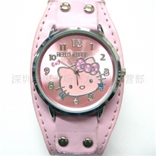 厂家促销：批发HelloKitty猫手表，石英手表，KT猫皮带手表