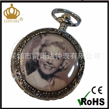 厂家供应时尚复古怀表LOGO翻盖带长链