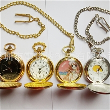 金色怀表时尚复古翻盖款配长链