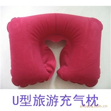 供应优质pvc植绒u型旅游充气枕头户外旅行靠枕出差必备定制批发