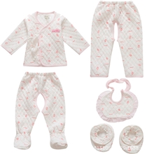 童乐源婴幼儿保暖五件套装宝宝纯棉睡衣秋冬儿童夹衣新款701