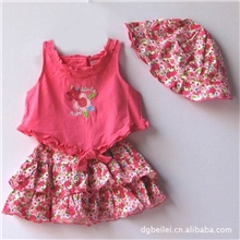 广东品质童装超可爱Vineyatd玫红花花三件套(tk12091手5套)