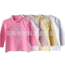 PREETY外贸新款绣花高领肩扣打底衫婴儿打底衫童装批发