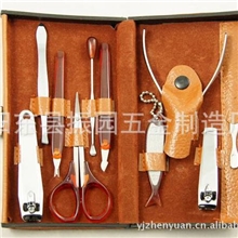 不锈钢美容套阳江新款美容套10件套美容套黄皮盒豪华礼盒套装