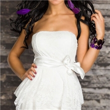 丝带腰带包臀双层蕾丝花边性感夜店连衣裙黑白蓝绿四色N111