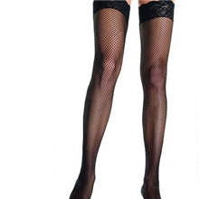 黑色网眼袜批发雷丝花边网眼长筒袜黑网袜