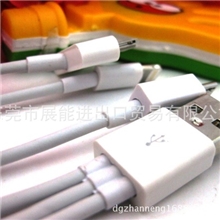 一拖三数据线苹果iPhone5iPhone4三星HTC多功能USB充电线批发